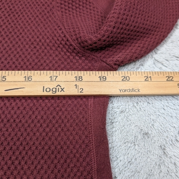 Athleta Sweater Womens L Red Burgundy Wool Thermal Honeycomb Waffle Knit - Picture 5 of 9